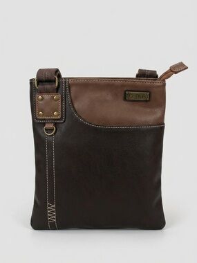 Chala Two-Tone Brown Faux Leather Crossbody Bag Excellent Condition in